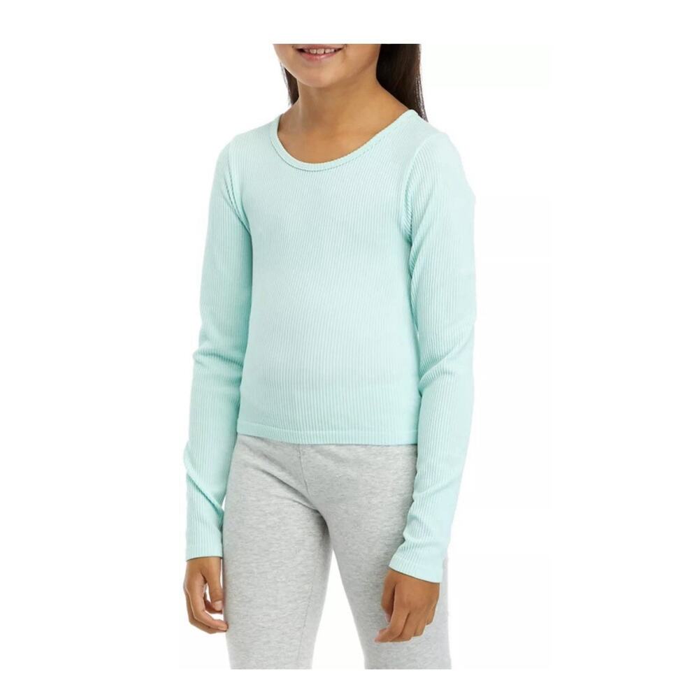 Pink Republic Mint Green Scoop Neck Seamless Girls Long Sleeve Tee Top Size L 14